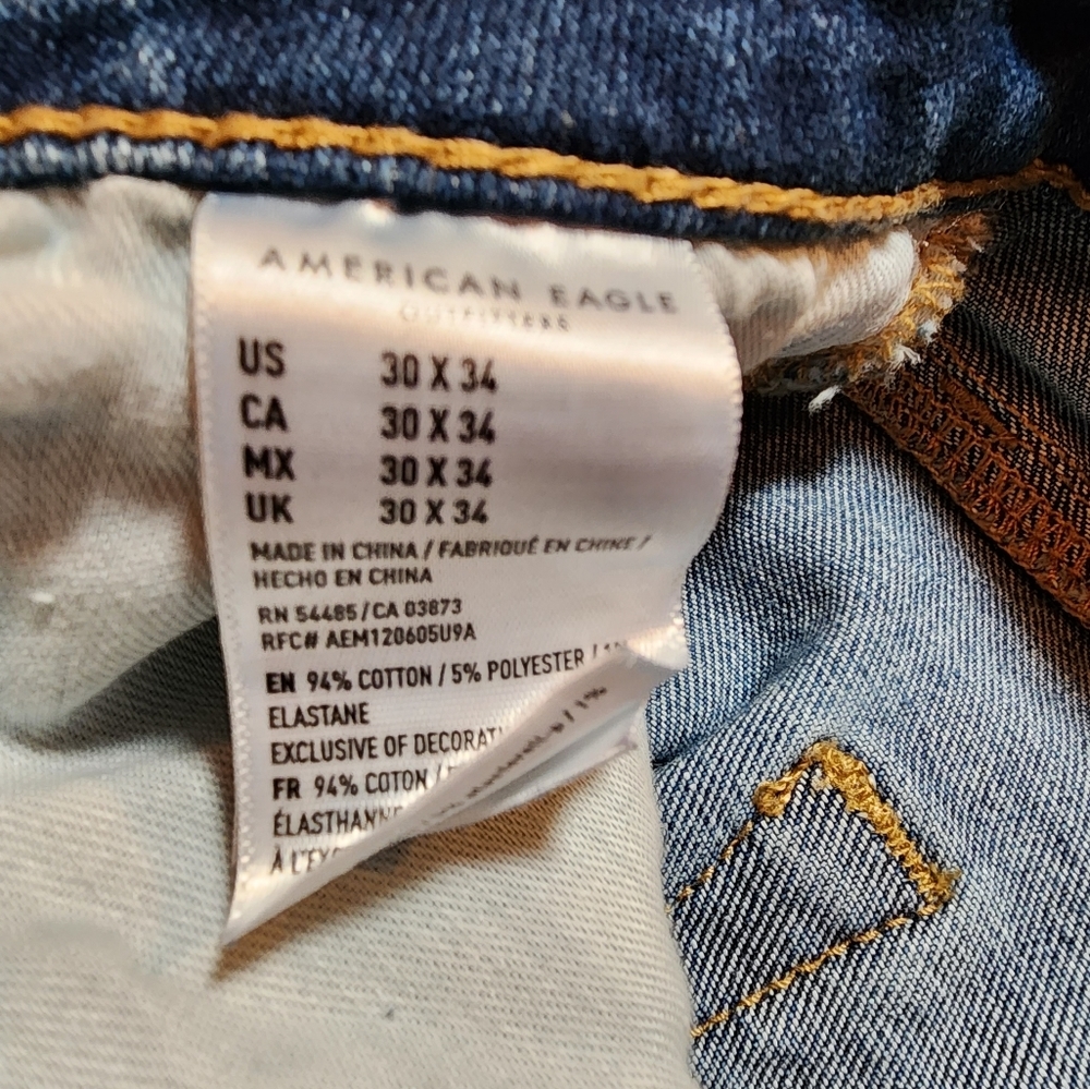 American Eagle Mens Original Straight Jeans Sz.30X34 Pre-owned - Picture 4 of 4
